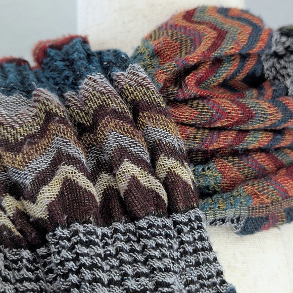 Chevron Knit Multicolor Fringe Scarf | Missoni-Style Zigzag | Boho Lightweight - Picture 8 of 9